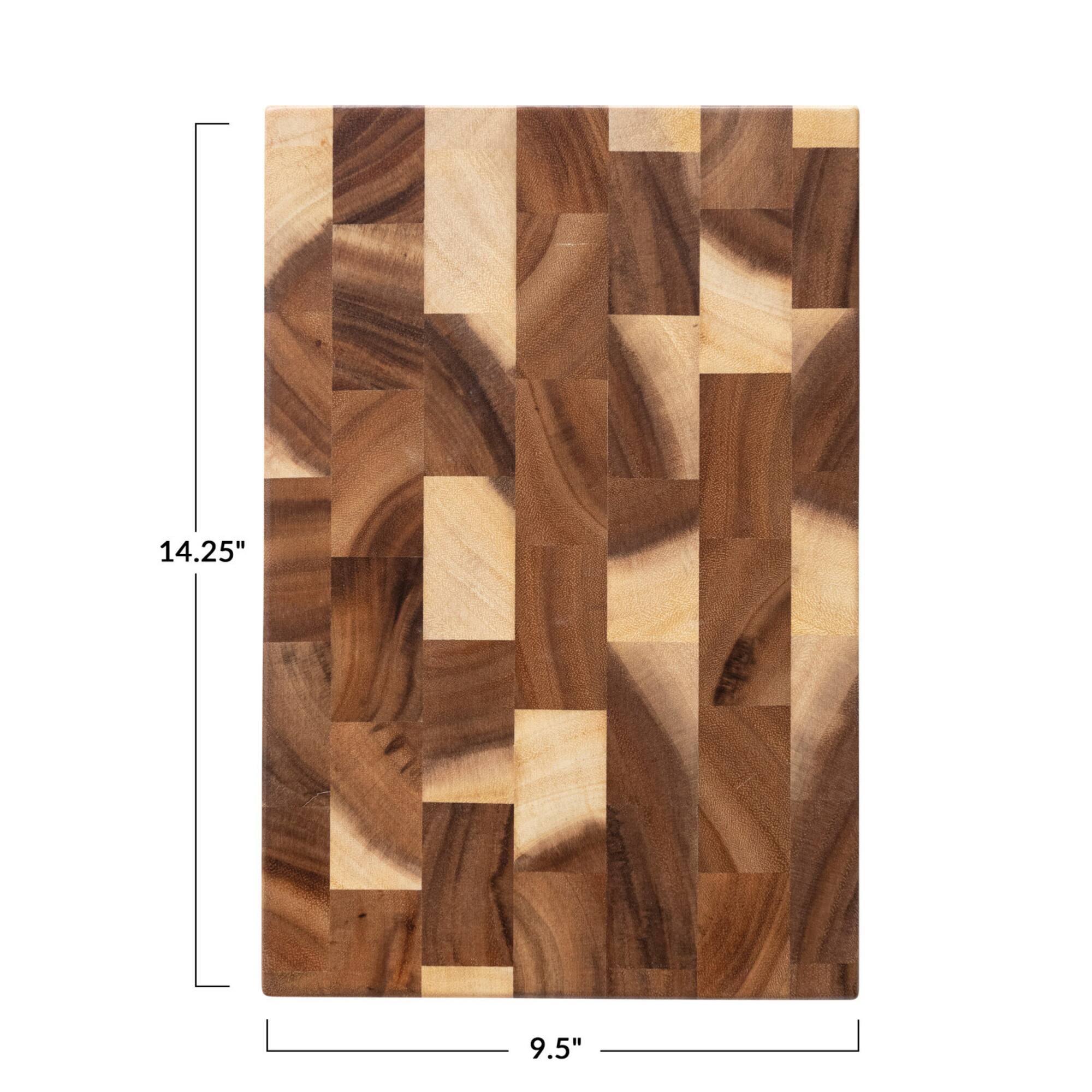 Hello Honey® 14" Natural Suar Wood End Grain Rectangle Cheese & Cutting Board